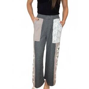 NEW DAVI & DANI farly wide leg patchwork pants in grey